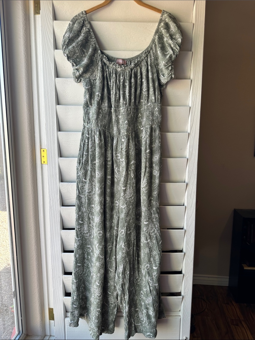 Jaded Rose Paisley Floral Smocked Cottagecore Jumpsuit Wide Leg Romper XL